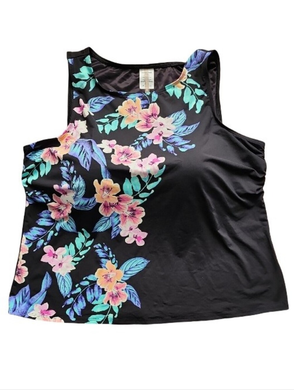 Lands' End 22W DDD Floral Tankini Swim Top Tummy Control Built-In Bra Beach Pool
